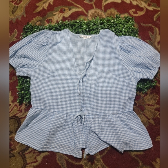 Live 4 Truth Blue Checkered Blouse - Picture 1 of 5